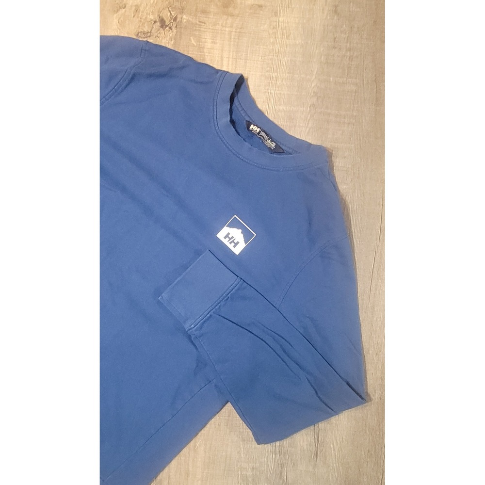 Helly Hansen Mens Blue Graphic Mountain Logo Crewneck Sweatshirt Large 62976